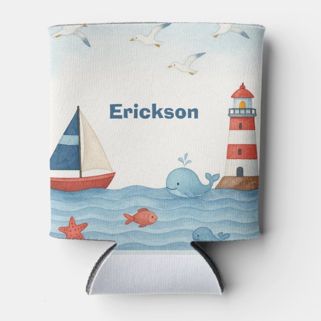 Ahoy Es ist ein Boy Nautical Can Cooler Dosenkühler (Vorderseite)