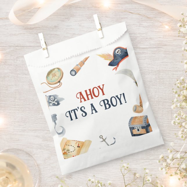 Ahoy Es ist ein Boy Pirate Baby Shower Fevor Tasch Geschenktütchen (Ausgeschnitten)