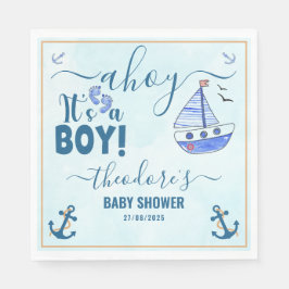 Ahoy Es ist ein Boy Sailboat Baby Dusche Wasserfar Serviette
