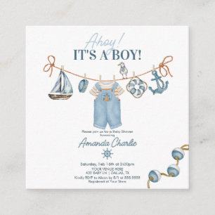 Ahoy, es ist ein Junge, Baby Shower Begleitkarte