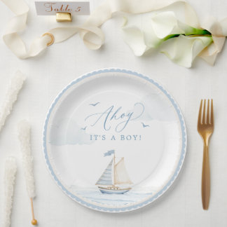 Ahoy, es ist ein Junge, Baby Shower Papier Teller