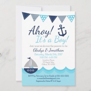 Ahoy! Es ist ein Junge - Nautical Sailor Babyshowe Einladung