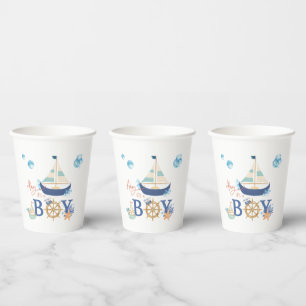 Ahoy, es ist ein Junge, nautische Baby Shower Tass Pappbecher