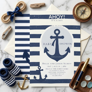 Ahoy, es ist ein Junge, nautische Babyparty-Einlad Einladung