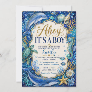 Ahoy, es ist ein Junge, nautische Babyparty Einladung