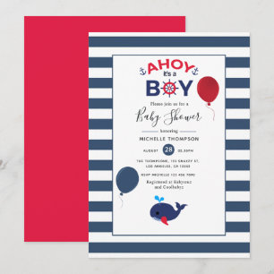 Ahoy, es ist ein Junge, nautische Babyparty für Ju Einladung