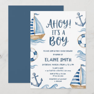Ahoy, es ist ein Junge, nautische marine Strand-Ba Einladung