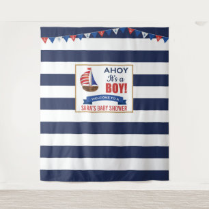 Ahoy, es ist ein Junge Navy Baby Shower Party Wand Wandteppich