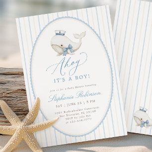 Ahoy, es ist ein Junge, Wal Baby Shower Einladung