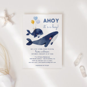 Ahoy, es ist ein Junge! Wasserfarbe Blaue Babypart Einladung