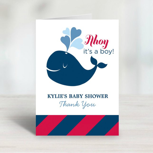Ahoy, es ist eine Baby-Dusche für die Boy Navy Dankeskarte (Von Creator hochgeladen)