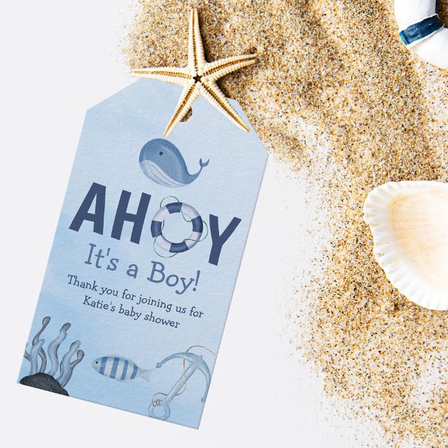 Ahoy Es ist eine Baby-Dusche für junge Meerestiere Geschenkanhänger (Von Creator hochgeladen)