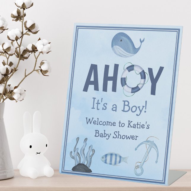 Ahoy Es ist eine Baby-Dusche für junge Meerestiere Sockelschild (Von Creator hochgeladen)