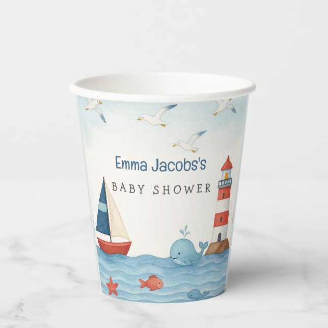 Ahoy Es ist eine Baby-Kinderdusche Pappbecher (Vorderseite)