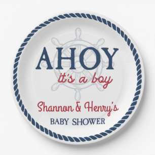 Ahoy Es ist eine Baby-Kinderdusche Pappteller