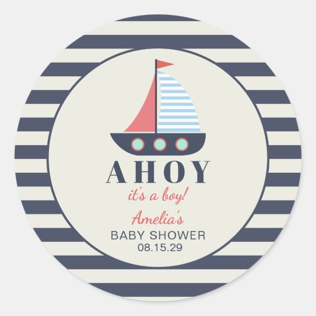 Ahoy Es ist eine Baby-Kinderdusche Runder Aufkleber (Vorderseite)