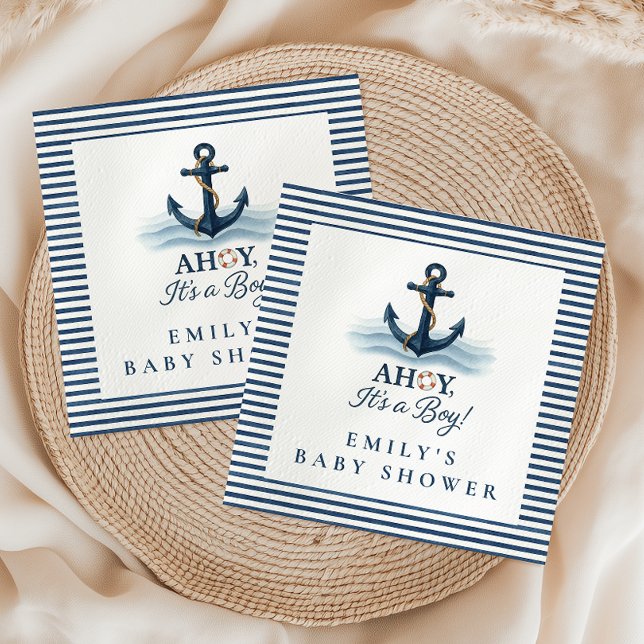 Ahoy Es ist eine Baby Nautical Navy Blue Baby Dusc Serviette (Von Creator hochgeladen)