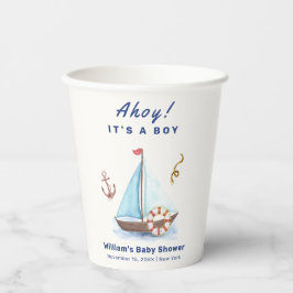 Ahoy Es ist eine Babydusche mit Kinderschiff Pappbecher