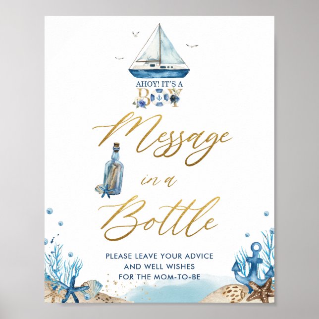 Ahoy Es ist eine Boy Nautical Nachricht in einem F Poster (Vorne)