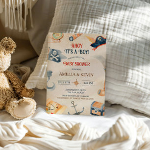 Ahoy Es ist eine Boy Pirate Baby Dusche Einladung