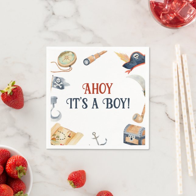 Ahoy Es ist eine Boy Pirate Baby Dusche Serviette (Beispiel)