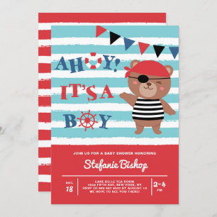 Ahoy Es ist eine Boy Pirate Bear Nautical Baby Dus Einladung