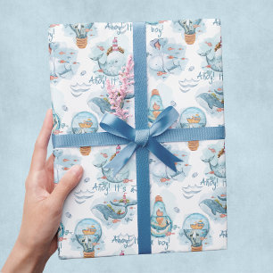 Ahoy Es ist eine Niedliche Whale Baby Dusche Geschenkpapier