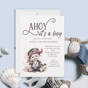 Ahoy hat eine Boy Pirate Baby Dusche Einladung