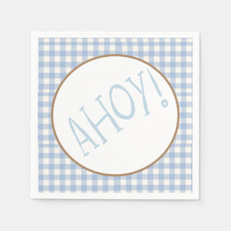 Ahoy ist ein Baby aus Blau und Weiß Serviette