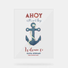 Ahoy ist ein Baby Baby Babydusche Acrylschild