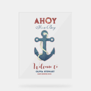 Ahoy ist ein Baby Baby Babydusche Acrylschild