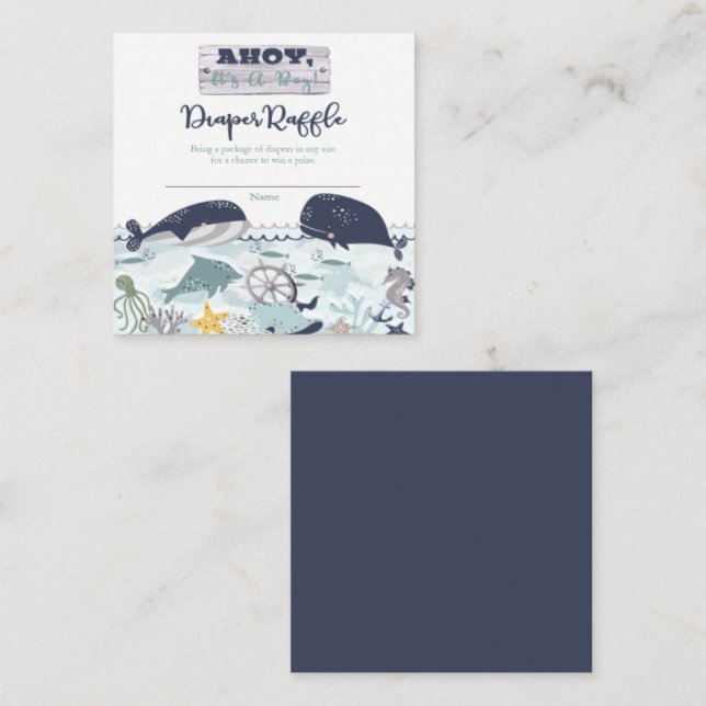 Ahoy ist ein Baby-Duschdusche Windelwaschmaschine Begleitkarte (Vorne/Hinten)