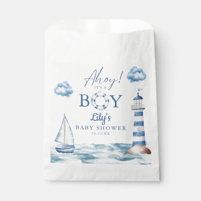 Ahoy ist ein Baby Nautical Baby Dusche Geschenktütchen (Vorderseite)
