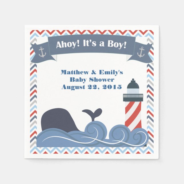 Ahoy ist ein Baby Nautical Baby Duschpapier Napkin Serviette (Vorderseite)