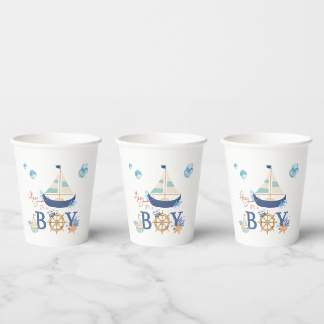Ahoy ist ein Baby Nautical Baby Shower Cups Pappbecher (Multi)