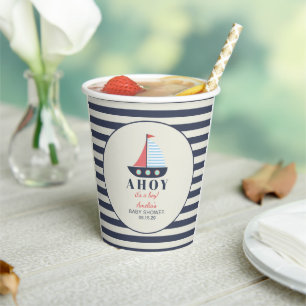 Ahoy ist ein Baby Nautical Baby Shower Paper Cups Pappbecher