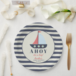 Ahoy ist ein Baby Nautical Baby Shower Paper Telle Pappteller