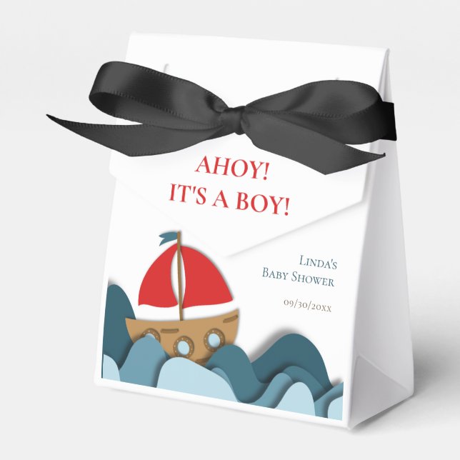 Ahoy ist ein Baby Nautical Boy Baby Dusche Geschenkschachtel (Vorderseite)