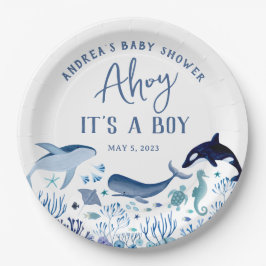 Ahoy ist ein Boy Blue unter der Sea Baby Dusche Pappteller