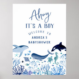 Ahoy ist ein Boy Blue unter der Sea Baby Dusche Poster