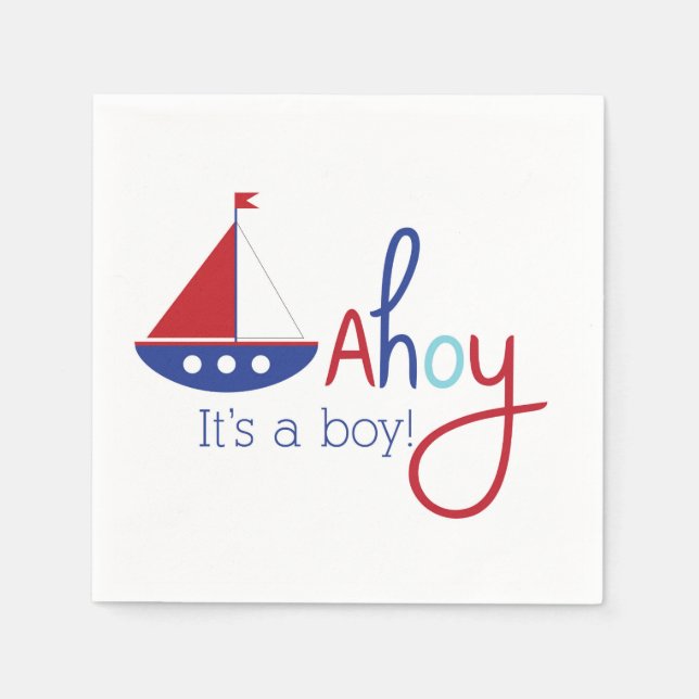 Ahoy ist ein Junge! Babydusche Napkins Serviette (Vorderseite)