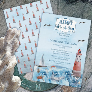 Ahoy ist ein Junge Leuchtturm Ocean Baby Sprinkle Einladung