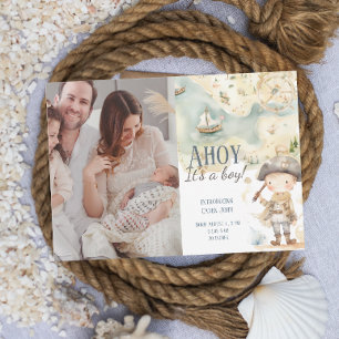 Ahoy ist ein Junge Pirate Adventure Birth Ankündig Ankündigung