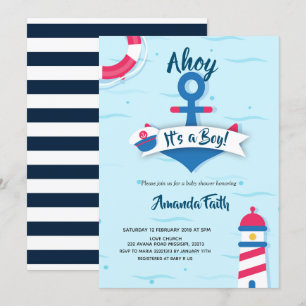 Ahoy ist eine Baby-nautical-Baby-Dusche Einladung