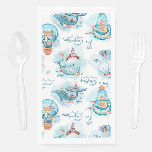 Ahoy ist eine Niedliche Whale-Tisch-Dekoration Kin Serviette (Ahoy It's A Boy Cute Whale Table Decor Baby Shower Paper Guest Towels
)