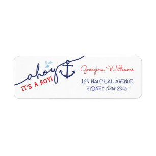 Ahoy It is a Boy Nautical Baby Shower Address Labe