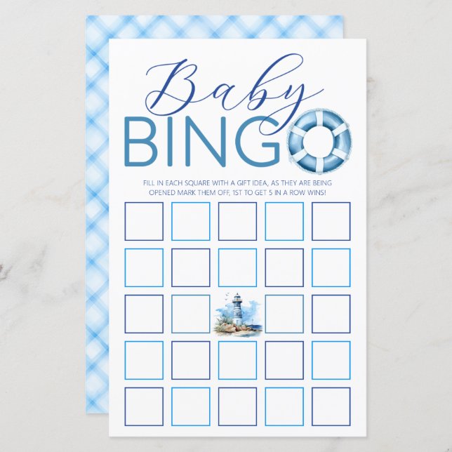 Ahoy It is a Boy Nautical Baby Shower Bingo Game (Vorne/Hinten)