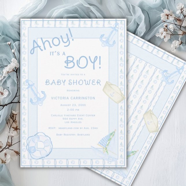 Ahoy It is a Boy Nautical\ Baby Shower Einladung (Von Creator hochgeladen)