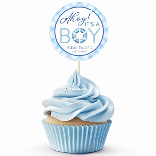 Ahoy It is a Boy Nautical Baby Shower Fevor Sticke Runder Aufkleber