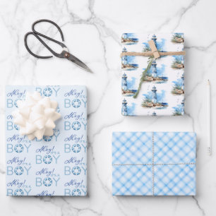 Ahoy It is a Boy Nautical Baby Shower Geschenkpapier Set